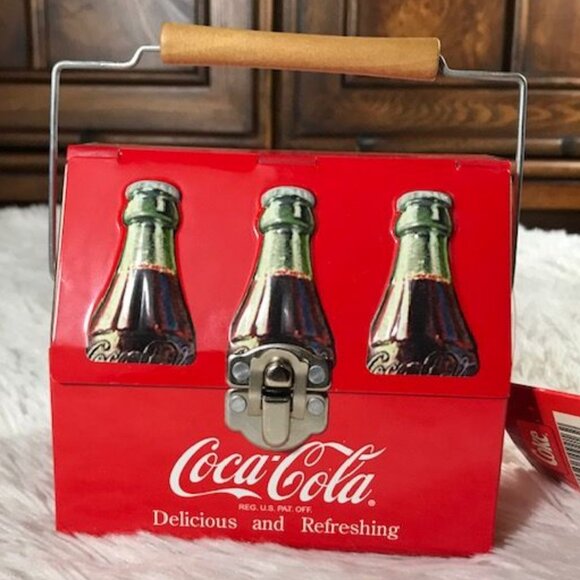 Vintage Coca-Cola Handled Dual - Side Open Raised Coke Bottle Toolbox Tin - Picture 4 of 8